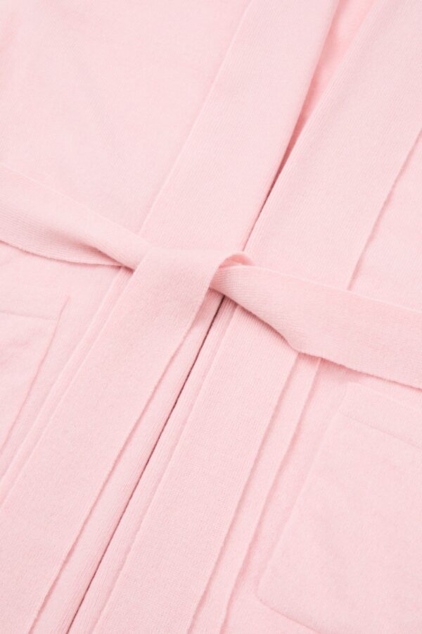 Cashmere Women's Robe in pink showing close up of tie belt