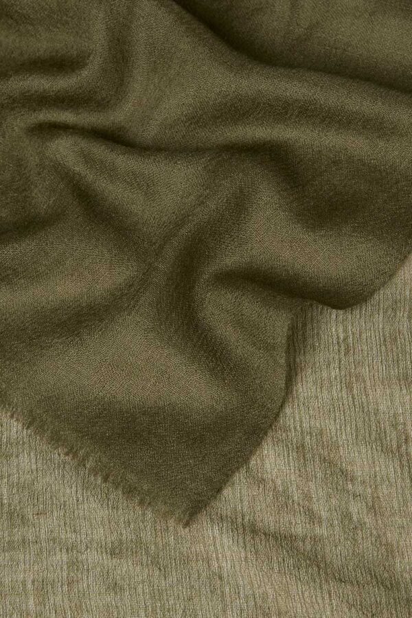 Close Up of Featherweight Scarf in Olive