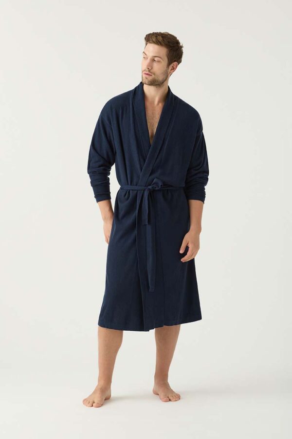 Men's cashmere robe in Navy