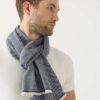 Herringbone Woven Cashmere Scarf in Navy by KASMIRI. Perfect gift for Men.