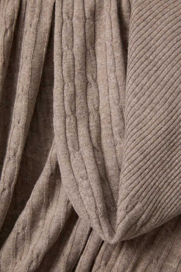 Cashmere Cable Knit Throw Blanket Pebble