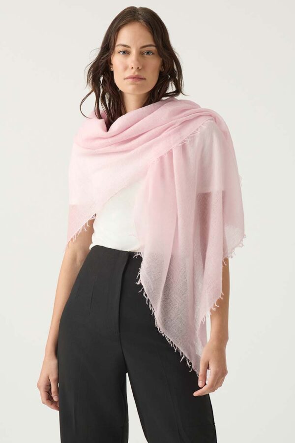 Cashmere Scarf in Blush Pink. KASMIRI luxury woven cashmere accessory.